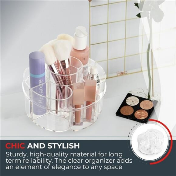 Clear Rotating Makeup Organizer Small 360 Spinning Cosmetic Storage Vanity Caddy - Picture 4 of 7